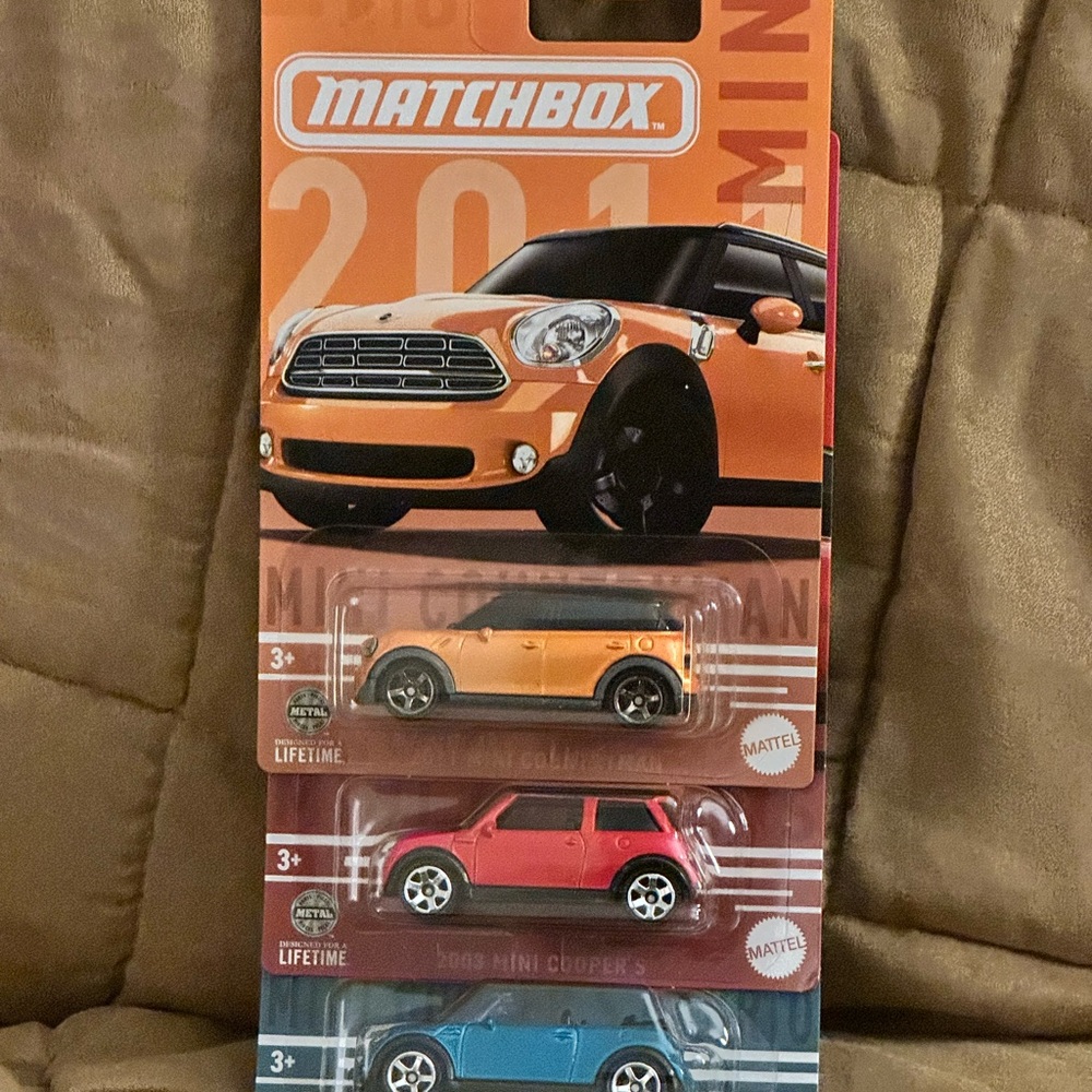Matchbox Mini Cooper Trio - Orange, Red, Blue